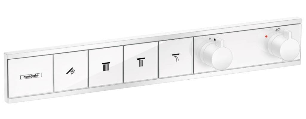 Hansgrohe Matt White Rainselect Flush-Mounted Thermostat (For 4 Functions)