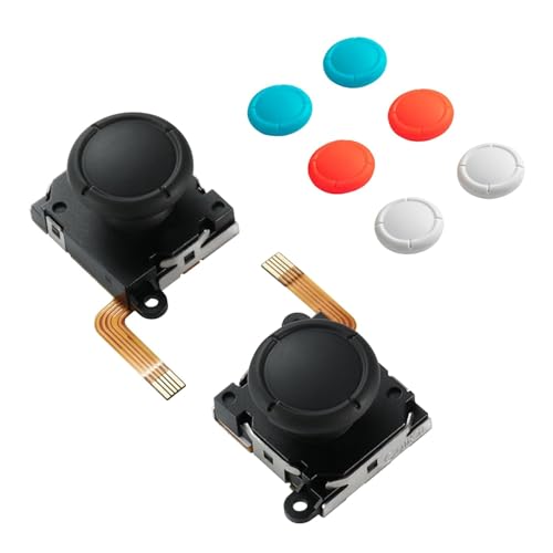 GuliKit Switch Joysticks Replacement, Updated Anti-Drift TMR Electromagnetic Joystick For Switch LCD/OLED Joy Con & Switch Lite, Analog Thumbstick Upgrade Kit With Multiple Color Stick Caps