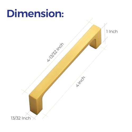 Image of Ravinte Brushed Brass Solid Pulls Cabinet Handles 4 Inch 30 Pack | Solid Zinc, Slim Design, Mounting Screws Included, Kitchen Cabinet Hardware, For Cupboards, Dressers, Drawers