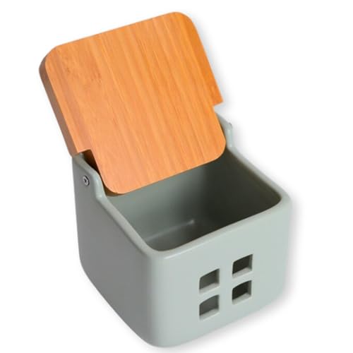 KOOK TIME Ceramic Garlic Keeper with Bamboo Swivel Lid, Garlic Sage, Knoblauchtopf - Image 2