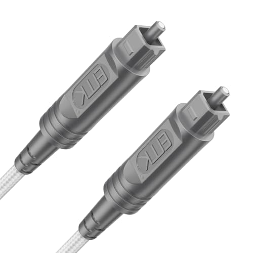 EMK Cable de Audio óptico Digital Toslink – 1M [Nailon Trenzado Chaqueta, Durable y Flexible] Cable de Fibra óptica para Home Theater, Barra de Sonido, TV, PS4, Xbox y más