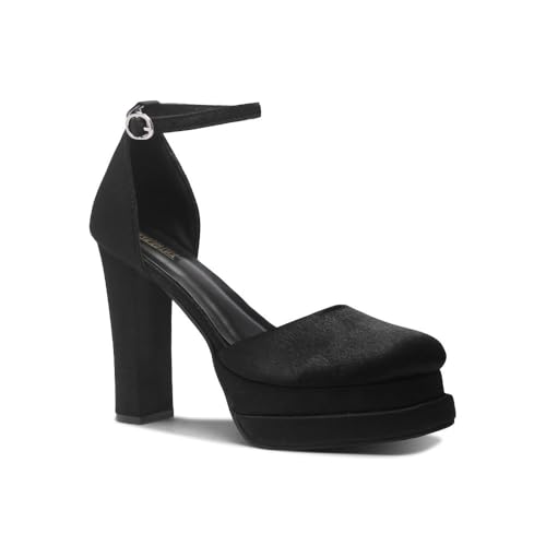 Black Heels for Women – Party Block Heels, Chunky Open Toe Sandals for Women and Girls for Party, Date, and Evening Wear