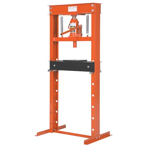 Hydraulic Press 20 Ton Hydraulic Shop Press H-Frame Garage Floor Adjustable Shop Press with 2 Plates Adjustable Working Table Height, Orange