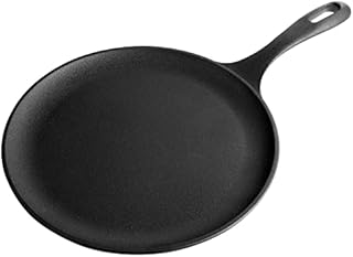 Victoria 10.5-Inch Cast-Iron Comal Griddle Pan with a Long Handle, Preseasoned with Flaxseed Oil, Made in Colombia
