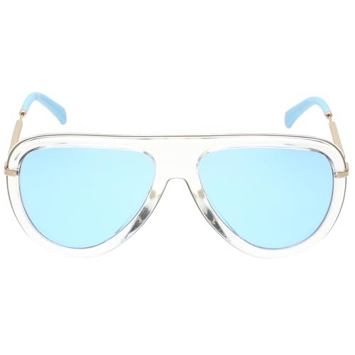 Image of Calvin Klein Jeans|Transparent Full Frame Aviator Sunglasses|100% UV Protected (Uv 400) Blue Lens|Men's & Women's|Medium|CKJ 19704 448 57 S