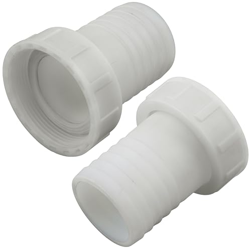 AERZETIX - C75046 - Juego de 2 Racores Hembra Acanalado Recto 2'' x 50mm con Tuerca - Rosca Interior - Adaptador Conector Sistema Circuito de irrigación riego - en Poliamida - Color Blanco