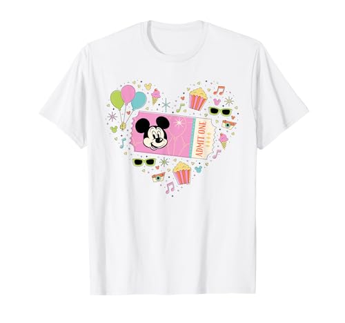 Image of Disney Mickey Mouse Disneyland Celebration '50s Ticket Heart T-Shirt
