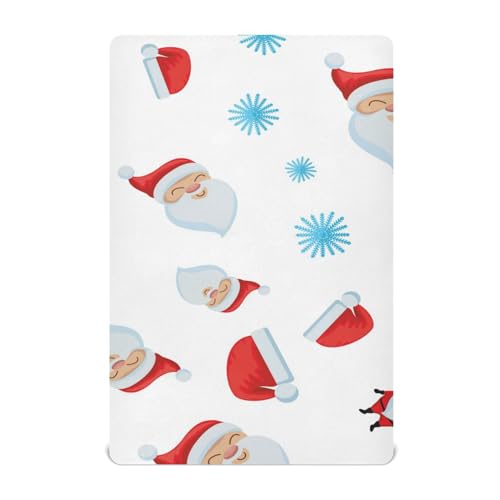 Moudou Christmas Santa Claus Playard Sheet for Boy Girls, Soft Breathable Fitted Toddler Sheet for Standard Playard Bed Mattress, 39 x 27 x 5 Inch