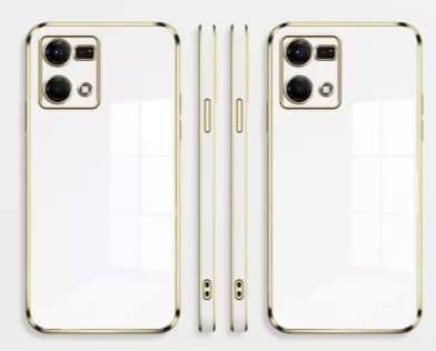 Image of Apurb Store for Oppo F21 Pro 4g Plating Square Gold Frame Phone Case Luxury Soft Silicone Back Cover (for Oppo F21 Pro 4g, White)