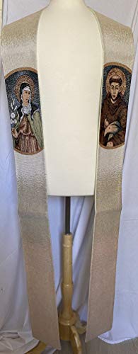 Made in Italy Saint Francis and Saint Claire Overlay Priest Stole