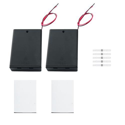 YHXiXi 2pcs AA Battery Holder Battery Holders, (3x1.5V) 4.5V AA Battery Pack Holder, 3 AA Battery Holders with Leads, with Magic Stickers and Wire Connectors