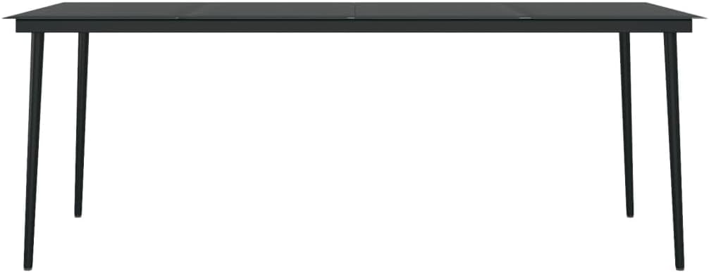 Patio Dining Table ,Leisure Table,Reading Table,Dining Tables,Snack Tables,Display Tables,Party Tables,Garden Tables,Game Tables,for Camping,Picnic,Party,Lawn, Black 31.5"x31.5"x29.1" Steel and Glass