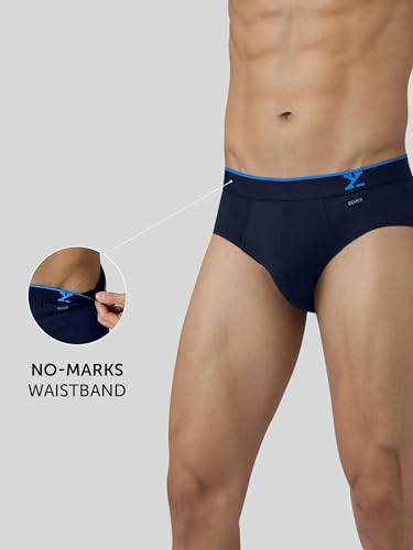 Image of XYXX Men's Traq Super Combed Cotton Regular Fit Solid Antibacterial Briefs with No Marks Waistband (Pack of 2)