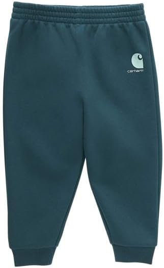 Carhartt Kid's Baby Infant Newborn CK9475 Fleece Logo Sweatpant - Girls, Shaded Spruce - 12 Month Green