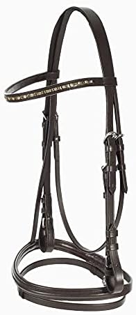 HORZE Weston Padded Leather Horse Snaffle Bridle with Flash Noseband and Web Reins - Brown - Pony