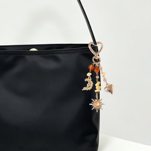 Image of Gold Keychain Sun Starfish Bag Charms for Purse Handbag Backpack Tote Bags Decor Accessories