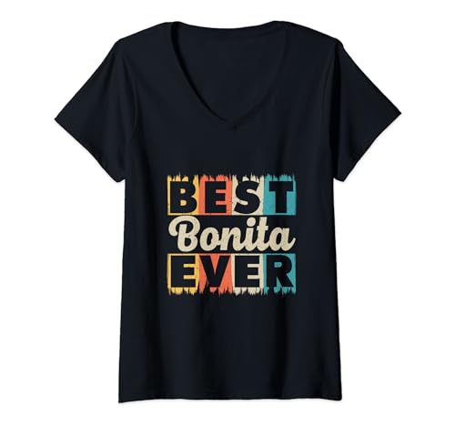 Retro Personalisierter Name Best Bonita Ever T-Shirt mit V-Ausschnitt