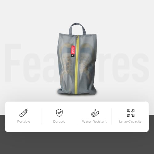 pack all Shoe Bag for Travel, Water-Resistant Shoe Pouch for Gym, Odor-Resistant Soccer Cleats Bag for Sport (Grey, 1-Pack) - Image 4