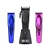 StyleCraft Ergo Professional Microchipped Magnetic Clipper with 5 Guards, Charging Stand, and 3 Customizable Colored Lids (Black, Pink, Blue)