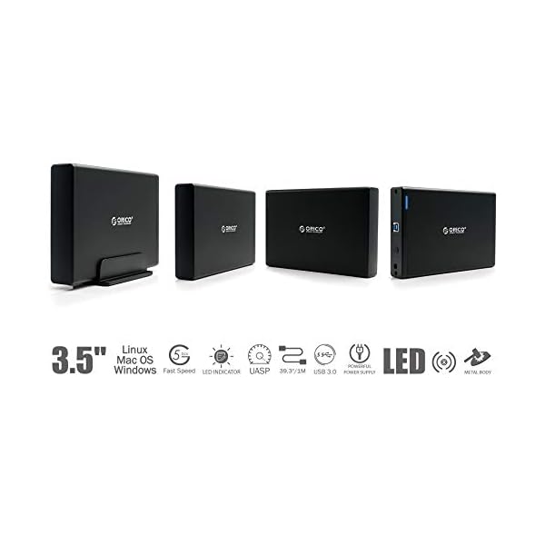 ORICO 7688U3 USB 3.0 Externe Festplatte 250GB UASP 3,5" SATA III Festplatte Backup HDD 16MB Cache mit USB 3.0 Kabel und 12V 2A Netzteil für PC, Laptop, Notebook unterstützt Windows Mac OS Linux – Bild 8