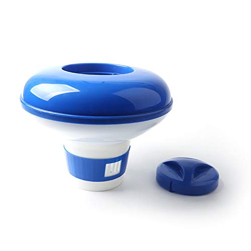 Mazhar Chlorine Chemical Tablet Floating Dispenser Bromine Tablet Holder Automatic Pool Chemical Dispenser for Swimming Pool Spa - Blue & White - 5
