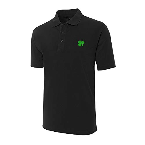 Polo bordado para hombre con diseño de trébol irlandés, manga corta, ajuste regular