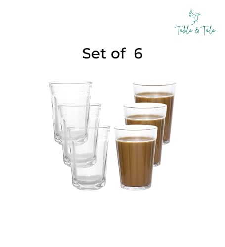 Image of Table & Tale Americano Line 190 ml Tea Glass Set of 6 from Brazil | Classic Tea Glass Set | Perfect for Tea, Coffee, Cutting Chai | Durable for Party, Home, Kitchen, Restaurant, Dishwasher Safe