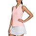 baleaf Womens Golf Shirt Sleeveless Tennis Tank Tops V-Neck Racerback Polo Collar UPF Pink S