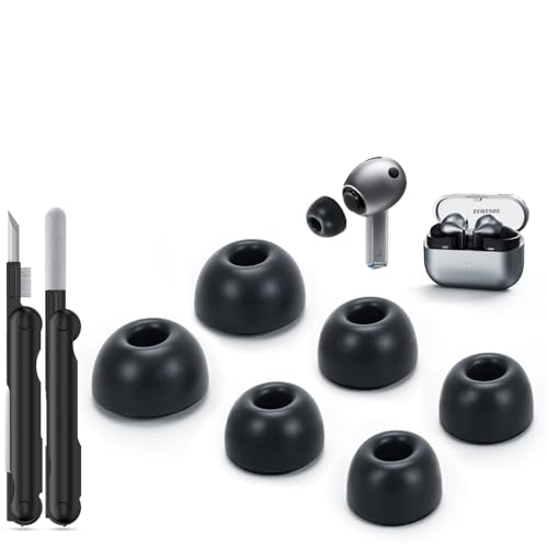 Polislime for Samsung Galaxy Buds3 Pro/Galaxy Buds4 Pro Replacement Ear Tips with Cleaner Pen Silicone Ear Tips (3 Size S/M/L)-Balck