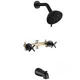 YANCASENO Set di 2 maniglie Rubinetto Doccia con Beccuccio Vasca da bagno Rubinetto Doccia Set Combo Sistema Doccia Vasca Completa e Doccia Trim Kit Parete Apparecchi Doccia Nero Opaco