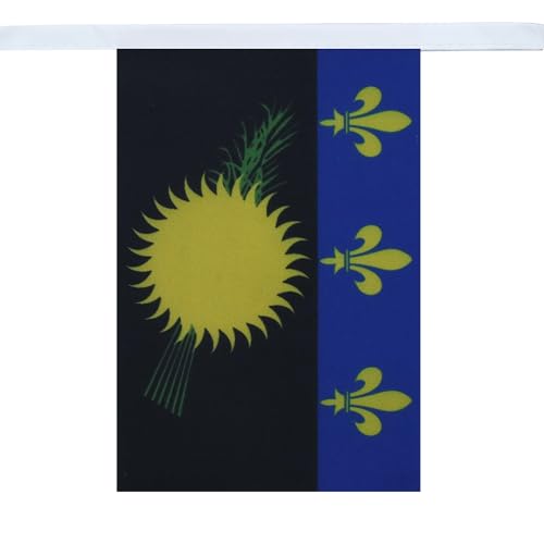 Image of AZ FLAG Guadeloupe 6 meters BUNTING Flag 20 flags 9'' x 6'' - French region of Guadeloupe STRING flags 15 x 21 cm