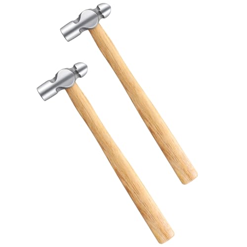JAPCHET 2 Pcs Ball Pein Hammer with Wooden Handle, 8oz (225g), for Handicraft DIY Use