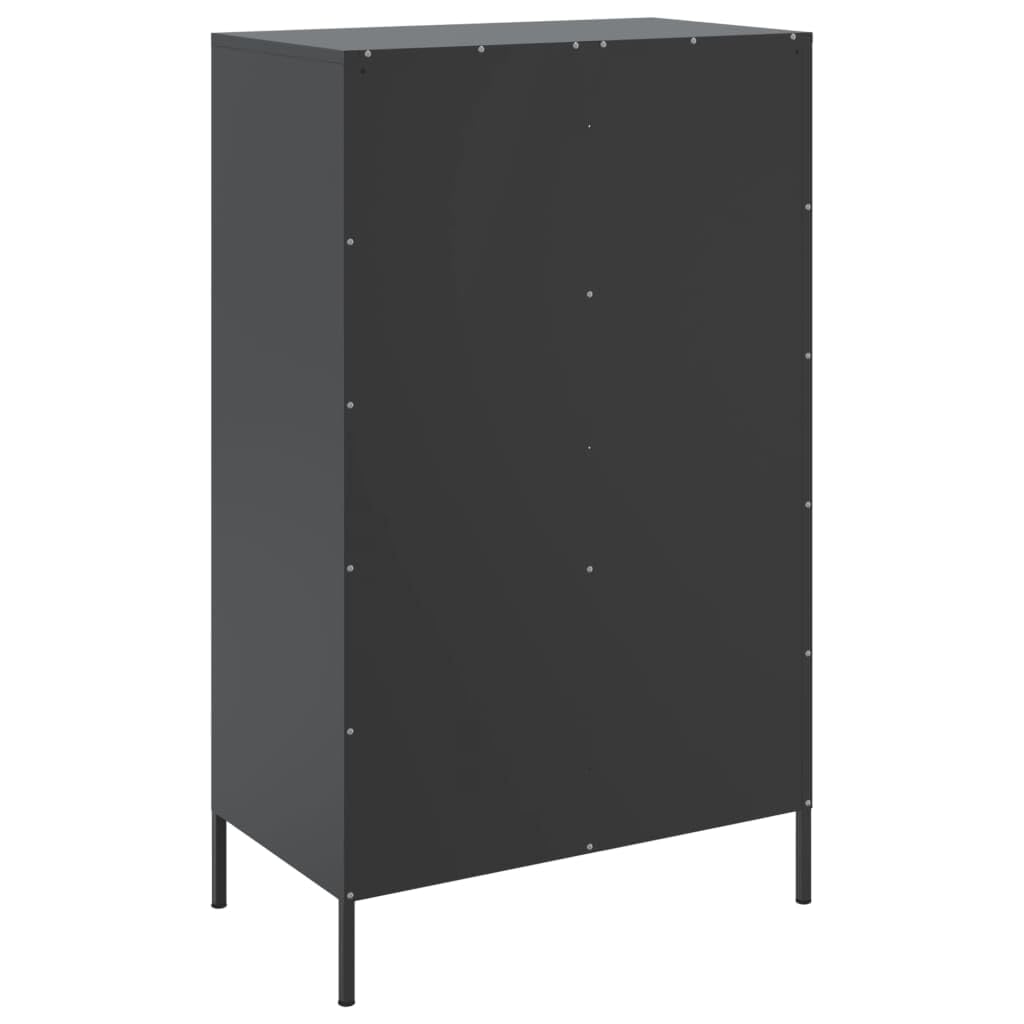 Aparador industrial de acero negro 68 x 39 x 113 cm con 2 estantes y 2 compartimentos, robusto armario de salón para comedor, pasillo y dormitorio
