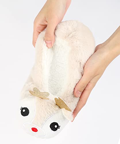 Image of Keyela Women Fuzzy Animal Slipper Socks, Non Slip Indoor House Slippers | Soft fuzzy plush material, cute animal design with gripper sole for bedroom, lounge indoor daily wear