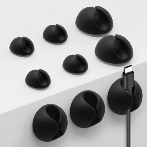 SmiLife Pinces à Câbles Noir 9 PCS, Porte-cordons, Organisateur de Câbles, Pinces de Gestion de Câbles, Pinces à Câbles Adhésives, Tailles Variées