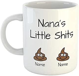 Nana's Little Shits Personalised Names Mug | Rude Mugs | Offensive Mugs | Novelty Mugs | Mugs for Grandma | Grandma's Day Mugs | Gran Mugs | Mothers Day | Funny Mugs | Novelty Gifts