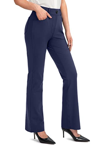 Rammus 28"/30"/32"/34" Women's Yoga Dress Pants Stretch Work Business Casual Slacks For Women Bootcut Office Trousers With 4 Pockets Navy #TOP18