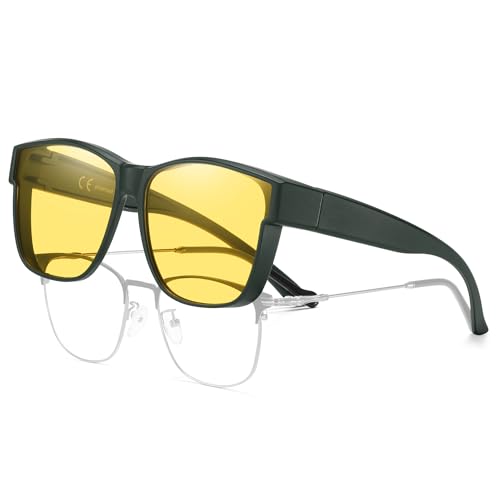Image of HAOLOTA Night Vision Driving Over Glasses, Polarized Nighttime Glasses Men Women Anti Glare Yellow Tinted Lens