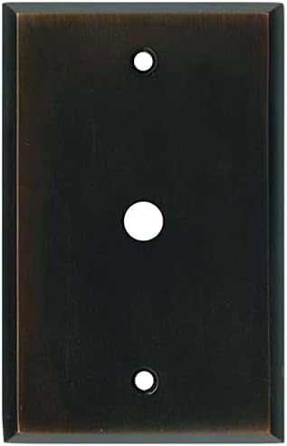 Switch Hits Single Cable Plate 3/8-inch Hole Decorative Wall Outlet Cover | 1 Cable Oil Rubbed Bronze Modern Electrical Faceplate | Hand Polished Thick Brass Construction | 1 Gang, 2.8" W x 4.6" H