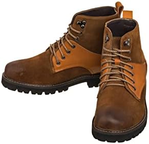 CALTO Men's Invisible Height Increasing Elevator Shoes - Brown Nubuck Distressed Leather Round-Toe Lace-up Ankle Boots - 3.3 Inches Taller - K8702 - Size 8 D(M) US | Image 3
