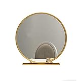 JALAL Accueil Miroir courtoisie Coiffeuse Miroir Maquillage Nordic Golden Round Desktop Bedroom Bureau Dresser Mirror Iron Single SiBeauty Mirror Mirrors