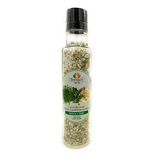 Italienische Gewürzmischung - Salbei & Thymian Salz Gewürze - Salvia e Timo Salz - 260g - Kräutersalz der höchsten Qualität