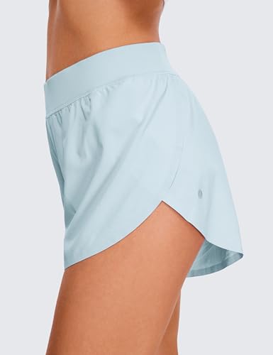 Image of CRZ YOGA Mid Waisted Split Running Shorts 4 inch | Mesh Liner, Quick Dry, Lightweight, for Women