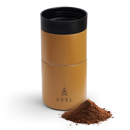VSSL - Nest Pour Over Coffee Set | Coffee Maker for Camping | All-In-One Travel Pour Over | Transportable Dripper, 10oz Stainless Steel Travel Mug | Compact Storage & Adventure Ready | Sahara