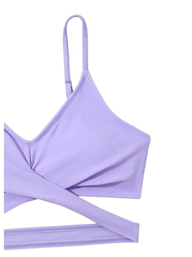 Milumia Girl's 2 Piece Swimsuits Tropical Print Wrap Cross Cute Bathing Suits Swimwear4