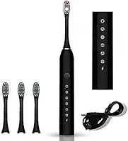Escova de dentes elétrica sônica recarregável, ideal para adultos e crianças, 6 modos opcionais IPX7 USB Escova de dentes ultrassônica elétrica de carregamento rápido com temporizador integrado de 2