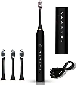 Escova de dentes elétrica sônica recarregável, ideal para adultos e crianças, 6 modos opcionais IPX7 USB Escova de dentes ultrassônica elétrica de carregamento rápido com temporizador integrado de 2
