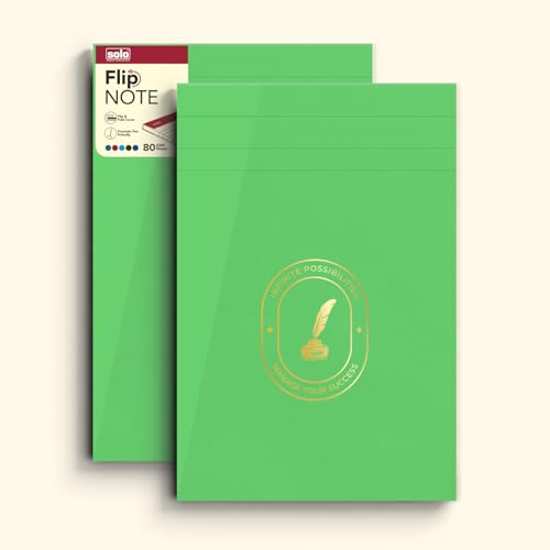 Image of SOLO Flip Note A5 Notepad - Velvet Finish Cover, 80 Sheets Premium Smooth Paper, Durable Soft-Touch Journal for Work, Study & Meetings, 5 Elegant Colours| Pack of 2 (Pastel Green)