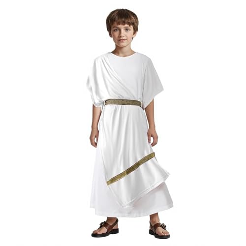 Disfraz de Toga Griega para Niños Blanco con Detalles Dorados miniatura 1
