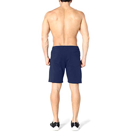 Zenwill Mens Gym Running Shorts, Workout Athletic Bodybuilding Fitness Shorts With Zip Pockets (Large, Navy) #TOP3